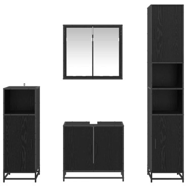 vidaXL Σετ Επίπλων Μπάνιου 4 τεμ. Μαύρη Οξυά 65x33x60 εκ