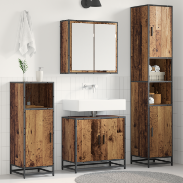 vidaXL Σετ Επίπλων Μπάνιου 3 τεμ. Παλιό Ξύλο 65x33x60 εκ