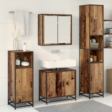 vidaXL Σετ Επίπλων Μπάνιου 3 τεμ. Παλιό Ξύλο 65x33x60 εκ