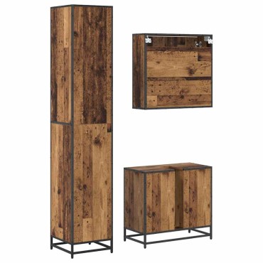 vidaXL Σετ Επίπλων Μπάνιου 3 τεμ. Παλιό Ξύλο 65x33x60 εκ