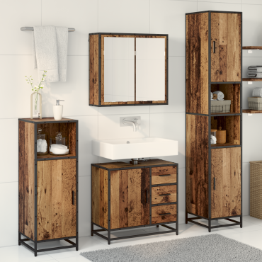vidaXL Σετ Επίπλων Μπάνιου 3 τεμ. Παλιό Ξύλο 65x33x60 εκ