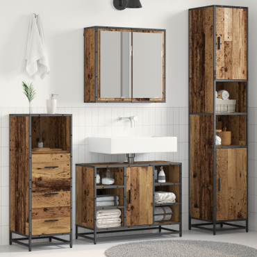 vidaXL Σετ Επίπλων Μπάνιου 3 τεμ. Παλιό Ξύλο 80x33x60 εκ