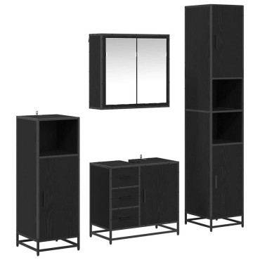 vidaXL Σετ Επίπλων Μπάνιου 4 τεμ. Μαύρη Οξυά 65x33x60 εκ
