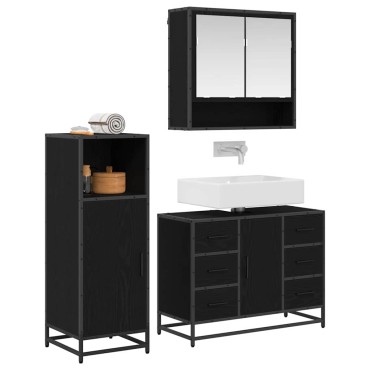 vidaXL Σετ Επίπλων Μπάνιου 3 τεμ. Παλιό Ξύλο 80x33x60 εκ