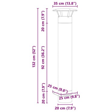 vidaXL Επέκταση Καμινάδας Ασημί 35 x 35 x 132 εκ Ανοξείδωτο ατσάλι