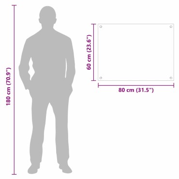 vidaXL Πλάτη κουζίνας Διαφανές 80 x 60 cm σκληρυμένο γυαλί
