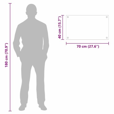 vidaXL Πλάτη κουζίνας Μαύρο 70 x 40 cm σκληρυμένο γυαλί