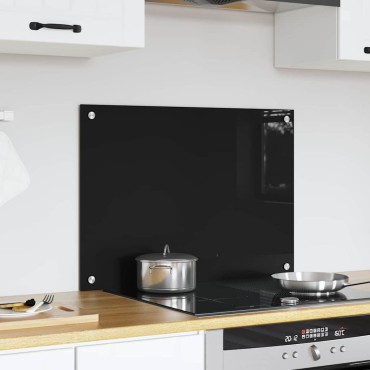 vidaXL Πλάτη κουζίνας Μαύρο 70 x 50 cm σκληρυμένο γυαλί