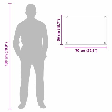 vidaXL Πλάτη κουζίνας Μαύρο 70 x 50 cm σκληρυμένο γυαλί