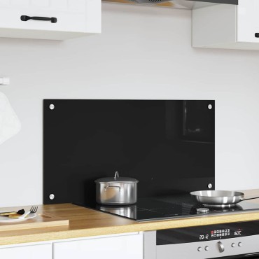 vidaXL Πλάτη κουζίνας Μαύρο 80 x 40 cm σκληρυμένο γυαλί