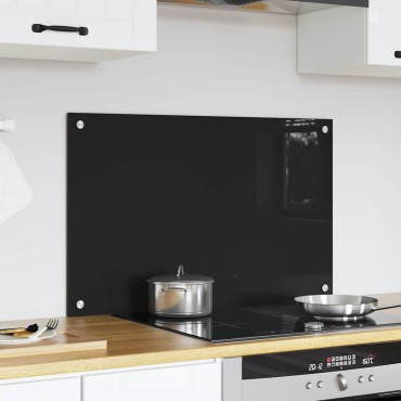 vidaXL Πλάτη κουζίνας Μαύρο 80 x 50 cm σκληρυμένο γυαλί