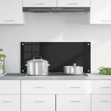 vidaXL Πλάτη κουζίνας Μαύρο 90 x 40 cm σκληρυμένο γυαλί