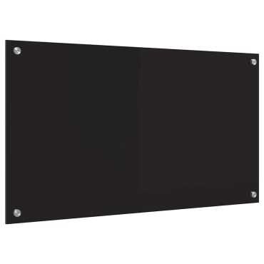 vidaXL Πλάτη κουζίνας Μαύρο 90 x 50 cm σκληρυμένο γυαλί