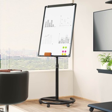 vidaXL Μαγνητικός λευκός πίνακας Μαύρο και Λευκό 62 x 62,5 x 197 εκ.
