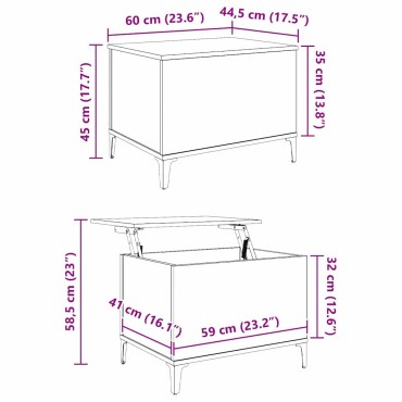 vidaXL Τραπεζάκι σαλονιού Μαύρη Οξυά 60x44,5x45 εκ 1 τεμ.