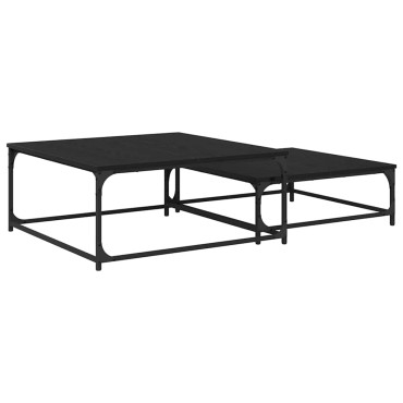 vidaXL Τραπεζάκι σαλονιού 2 τεμ. Μαύρη Οξυά 80x80x35cm