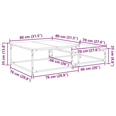 vidaXL Τραπεζάκι σαλονιού 2 τεμ. Μαύρη Οξυά 80x80x35cm
