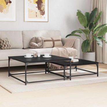 vidaXL Τραπεζάκι σαλονιού 2 τεμ. Μαύρη Οξυά 80x80x35cm