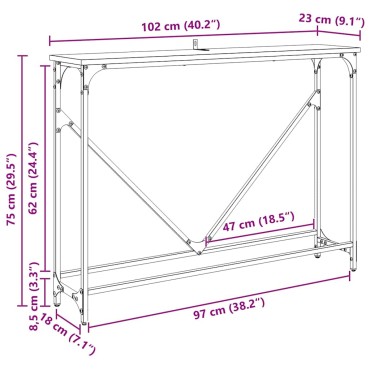 vidaXL Τραπέζι κονσόλας Μαύρη Οξυά 102x23x75cm Επεξεργασμένο Ξύλο 1 τεμ.
