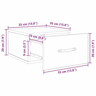 vidaXL Κομοδίνο Μαύρη δρυς 35x35x20cm Επεξεργασμένο Ξύλο 1 τεμ.