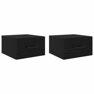 vidaXL Κομοδίνο 2 τεμ. Μαύρη δρυς 35x35x20cm Επεξεργασμένο Ξύλο
