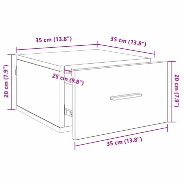 vidaXL Κομοδίνο Μαύρη δρυς 35x35x20cm Επεξεργασμένο Ξύλο 1 τεμ.