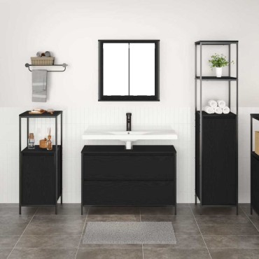 vidaXL Σετ Επίπλων Μπάνιου 3 τεμ. Μαύρη Οξυά 90x34,5x60 εκ