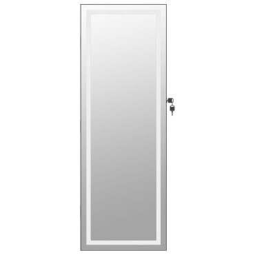 vidaXL Έπιπλο Κοσμημάτων με Καθρέφτη/LED Φώτα Επιτοίχιο Μαύρο