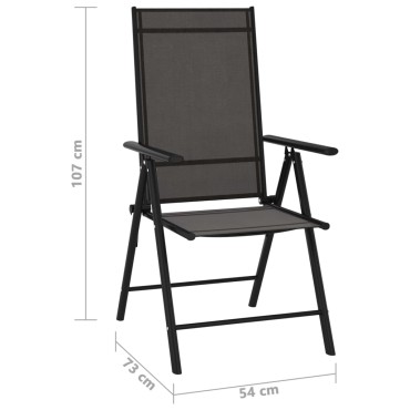 vidaXL Πτυσσόμενες Καρέκλες 6 τεμ. Textilene Μαύρες 54x73x107cm