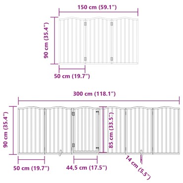 vidaXL Διαχωριστικό Σκύλων/Πόρτα Πτυσσόμενο 15 Πάνελ 750εκ Ξύλο Λεύκας