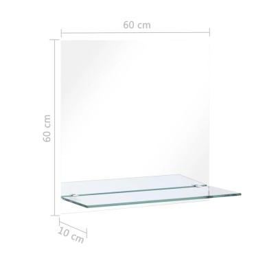 vidaXL Καθρέφτης Τοίχου με Ράφι 60 x 60 εκ. από Ψημένο Γυαλί