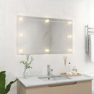 vidaXL Καθρέφτης Τοίχου Ορθογώνιος με Φωτισμό LED Γυάλ. Χωρίς Πλαίσιο