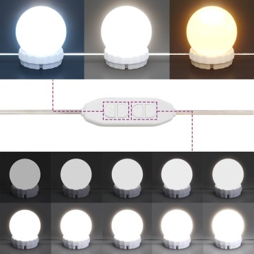 vidaXL Καθρέφτης Τοίχου Στρόγγυλος με Φωτισμό LED Γυάλ. Χωρίς Πλαίσιο