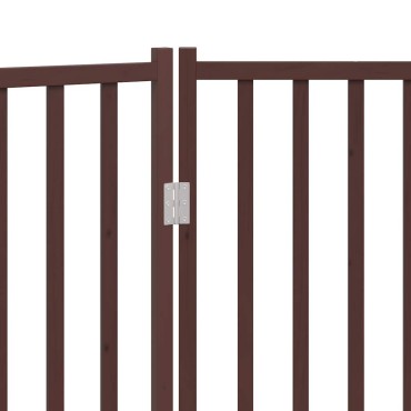 vidaXL Πύλη σκύλου πτυσσόμενη 2 πάνελ καφέ δρυς 160 εκ. Μασίφ Ελάτη
