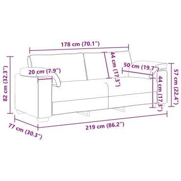 vidaXL 3-Θέσιος καναπές Καφέ ύφασμα 219x77x82cm