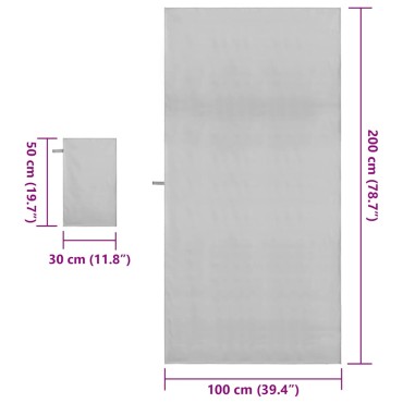 vidaXL Σύνολο πετσέτας αθλητισμού 2 τμχ. Γκρι 50 x 30 cm, 200 x 100 cm