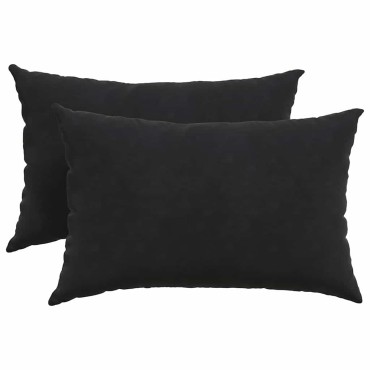 vidaXL Μαξιλάρι Καναπέ 2 pcs Μαύρο 60x40cm Υφασμάτινο Κορντουρά