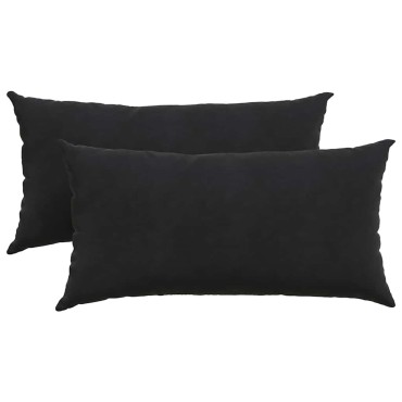 vidaXL Μαξιλάρι Καναπέ 2 pcs Μαύρο 80x40cm Υφασμάτινο Κορντουρά