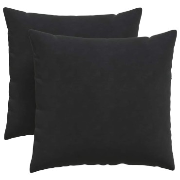 vidaXL Μαξιλάρι Καναπέ 2 pcs Μαύρο 45x45cm Υφασμάτινο Κορντουρά