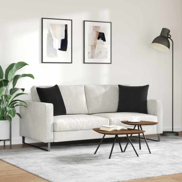 vidaXL Μαξιλάρι Καναπέ 2 pcs Μαύρο 45x45cm Υφασμάτινο Κορντουρά