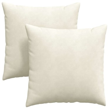 vidaXL Μαξιλάρι Καναπέ 2 pcs Κρεμ 60x60cm Υφασμάτινο Κορντουρά