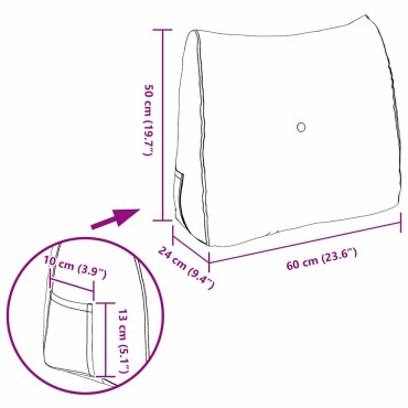 vidaXL Μαξιλάρι Πλάτης Ανοιχτό γκρι 60 x 24 x 50 εκ Βελούδο