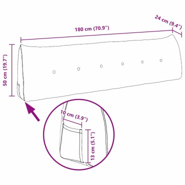 vidaXL Μαξιλάρι Πλάτης Κόκκινο 180 x 24 x 50 εκ Βελούδο