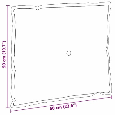 vidaXL Μαξιλάρι Πλάτης Μπλε 60 x 50 cm Υφασμάτινο Κορντουρά