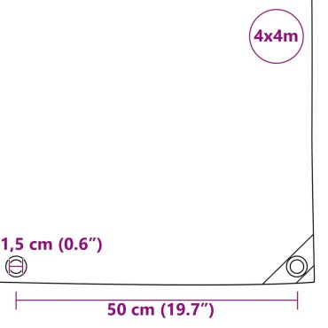 vidaXL Τέντα 650g / m² Καφέ 4 x 4 m Καμβάς με επικάλυψη PVC