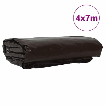 vidaXL Τέντα 650g / m² Καφέ 4 x 7 m Καμβάς με επικάλυψη PVC