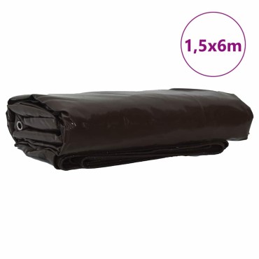 vidaXL Τέντα 650g / m² Καφέ 1,5 x 6 m Καμβάς με επικάλυψη PVC