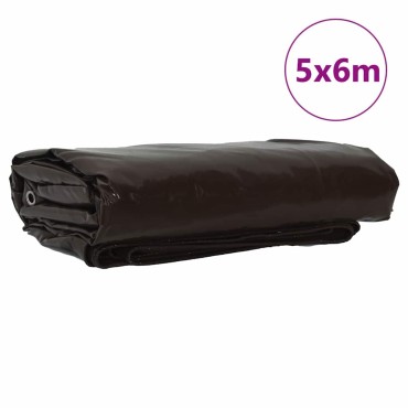 vidaXL Τέντα 650g / m² Καφέ 5 x 6 m Καμβάς με επικάλυψη PVC