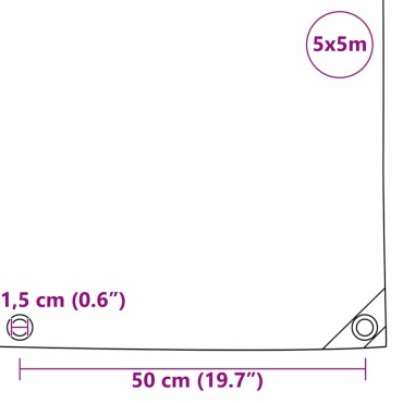 vidaXL Τέντα 650g / m² Καφέ 5 x 5 m Καμβάς με επικάλυψη PVC
