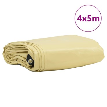 vidaXL Τέντα 650g / m² Μπεζ 4 x 5 m Καμβάς με επικάλυψη PVC